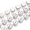 Iron Rhinestone Cup Chains, with Spool, Flat Round, Platinum, Crystal, 12x8mm, about 14.99 Feet(4.57m)/Roll