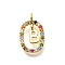 Brass Micro Pave Cubic Zirconia Pendants, Real 18K Gold Plated, Oval with Letter Charms, Letter B, 18.5x11x3.5mm, Hole: 2x1.5mm