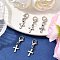 Cross 304 Stainless Steel Pendant Decorations, with Zinc Alloy Lobster Claw Clasps, Platinum & Stainless Steel Color, 26.5mm
