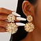 Alloy Dangle Stud Earrings, Golden, Flower, 50mm