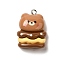 Resin Pendants, Imitation Food, with Platinum Iron Findings, Bear Charm, 26x19x8mm, Hole: 2mm