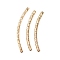 Brass Tube Beads, Fancy Cut Curved Beads, Rack Plating, Long-Lasting Plated, Golden, 34x2mm, Hole: 1.2mm