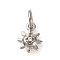 Brass Micro Pave Cubic Zirconia Sun Charms, with Jump Ring, Long-Lasting Plated, Cadmium Free & Lead Free, Rack Plating, Platinum, 8x7x3.5mm, Hole: 3mm