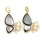 Brass Micro Pave Clear Cubic Zirconia Pendants, with Black Lip Shell, Butterfly Charms, Real 18K Gold Plated, 27.5x19x4mm, Hole: 4x3mm