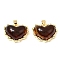 Brass Resin Pendants, Cadmium Free & Lead Free, Long-Lasting Plated,  Rack Plating, Real 18K Gold Plated, Floral White, Heart Charm, 17.5x23x10mm, Hole: 5x4mm