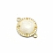 Natural Moonstone Connector Charms, Half Round Links, with Golden Brass Findings and Cubic Zirconia, Faceted, 18x13x5mm