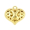 Hollow Brass Pendants for Valentine's Day, Heart with Letter, Real 18K Gold Plated, Letter X, 25x26x13mm, Hole: 2.5mm