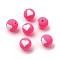 Handmade Polymer Clay Beads, Round with Heart Pattern, Hot Pink, 10mm, Hole: 1.5mm