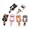 Alloy Enamel Pendants, Golden, Cat Charm, Mixed Color, 39x15.5x2mm, Hole: 2mm
