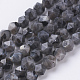 Brins de perles de larvikite noires naturelles G-J376-47A-6mm-1