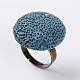 Регулируемые плоские круглые кольца на палец с драгоценными камнями из лавового камня RJEW-I009-08-1