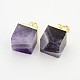 Natural Amethyst Gemstone Cube Pendants G-J291-04-1