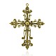 Latina croce d'oro antico placcato rhinestone della lega grandi ciondoli RB-J144-23AG-2