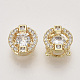 Brass Micro Pave Clear Cubic Zirconia Charms ZIRC-T011-15G-NF-2