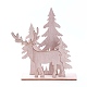 Chgcraft 3 ensembles de décorations de table de noël en bois non teint avec arbre de noël renne de noël et père noël DJEW-CA0001-01-1