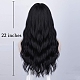 長いウェーブの巻き毛のかつら  合成かつら  きちんとした前髪で  耐熱高温繊維  女性のために  ブラック  27.55インチ（70cm） OHAR-I019-06-5