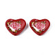 Flower Printed Opaque Acrylic Heart Beads SACR-S305-28-I04-2