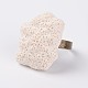 調節可能なナゲット溶岩岩の宝石用原石の指輪  プラチナメッキ真鍮パーツ  ホワイト  18mm RJEW-I013-02-2