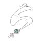 Ожерелье-подвеска со сменным держателем и натуральным зеленым авантюрином для женщин NJEW-JN04631-01-4