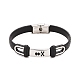 201 Stainless Steel Rectangle Link Bracelet with PU Leather Cord for Men Women BJEW-G649-07P-03-1