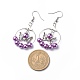 Glass Pearl Beaded Big Ring with Alloy Butterfly Dangle Earrings EJEW-JE05048-3