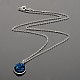 Silver Color Plated Flat Round Brass Druzy Resin Pendant Necklaces NJEW-JN01163-2