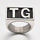 Personalized Retro Men's 316 Stainless Steel Wide Band Finger Rings RJEW-J066-21-21mm-4