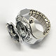 Platinum Tone Iron Stretch Ring Quartz Watches RJEW-R119-04C-2