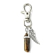 Natural Gemstone Double Terminated Pointed Pendant Decorations with Alloy Wing Charm HJEW-JM01149-2