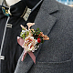 シルク造花コサージュブローチ  プラスチックパーツ  結婚式のウエディングパーティーのために  ライトサーモン  130x70mm JEWB-WH0011-25B-4