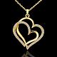 Trendy Real 18K Gold Plated Eco-Friendly Tin Alloy Love Heart To Heart Pendant Necklaces NJEW-BB13778-G-1-2