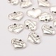 Wedding Theme Antique Silver Tone Tibetan Style Alloy Heart with Maide of Honour Rhinestone Charms TIBEP-N005-16A-2
