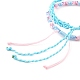 2 pulsera de cordón trenzado de flor de durazno de 2 colores. BJEW-JB07610-03-5