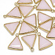 ガラスチャーム  ゴールデントーン真鍮パーツ  多面カット  三角形  ミスティローズ  21.5x18x4.5mm  穴：1.5~2mm GLAA-Q068-20A-11-1