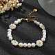 Flower Natural Pearl & Shell Beaded Bracelets for Women BJEW-TA00420-2