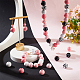 PH PandaHall 218pcs Cow Print Wood Beads 16mm Wooden Beads 8 Styles Painted Farmhouse Beads Pink Black Beads Spacer Beads for Christmas Thanksgiving Home Party Hanging Decoration Festival Easter WOOD-PH0002-44-5