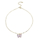Collane con pendente a forma di farfalla in ottone dorato chiaro con micro pavé di zirconi NJEW-E105-05KCG-04-2