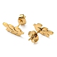 Ion Plating(IP) 201 Stainless Steel Leaf Stud Earrings with 304 Stainless Steel Pin EJEW-H096-02G-2