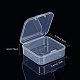 BENECREAT 18 pack Square Clear Plastic Bead Storage Containers Box Case with Flip-Up Lids for Items CON-BC0004-52-2