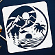Fingerinspire Yin Yang Sonne & Mond Naturschablone 11.8x11.8 Zoll wiederverwendbare Sonnenaufgangs- und Sonnenuntergangs-Zeichnungsschablone Berge Meer Malvorlage Naturthema-Schablone zum Malen auf Holzwandmöbeln DIY-WH0391-0075-3
