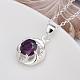 Simple Silver Color Plated Brass Cubic Zirconia Flat Round Pendant Necklaces For Women NJEW-BB12929-02-3