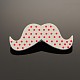 Lovely Iron Back Bar Pin Polka Dot Printed Wood Mustache Brooches JEWB-M003-06-2