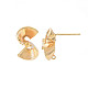 Brass Micro Pave Clear Cubic Zirconia Stud Earring Findings KK-S364-054-3