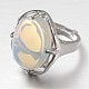 Adjustable Oval Gemstone Wide Band Rings RJEW-L062-01A-2
