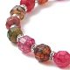 Bracelet extensible en perles d'agate naturelle teintée BJEW-JB09180-03-4