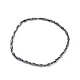Rettangolo di torsione in ematite sintetica e bracciale elasticizzato con perline rotonde e collana di perline con chiusura magnetica G-C006-06-2