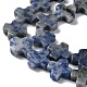 Hebras de cuentas de jaspe de punto azul natural G-M418-B09-01-4