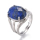 Adjustable Faceted Natural Lapis Lazuli Finger Rings RJEW-I068-B06-1-1