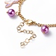 Alloy Enamel & Glass Pearl Charm Bracelet with 304 Stainless Steel Chains for Women BJEW-JB08707-04-6