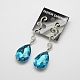 Trendy Women's Shiny Zinc Alloy Glass Rhinestone Diamante Drop Dangle Stud Earrings EJEW-L076-44G-1